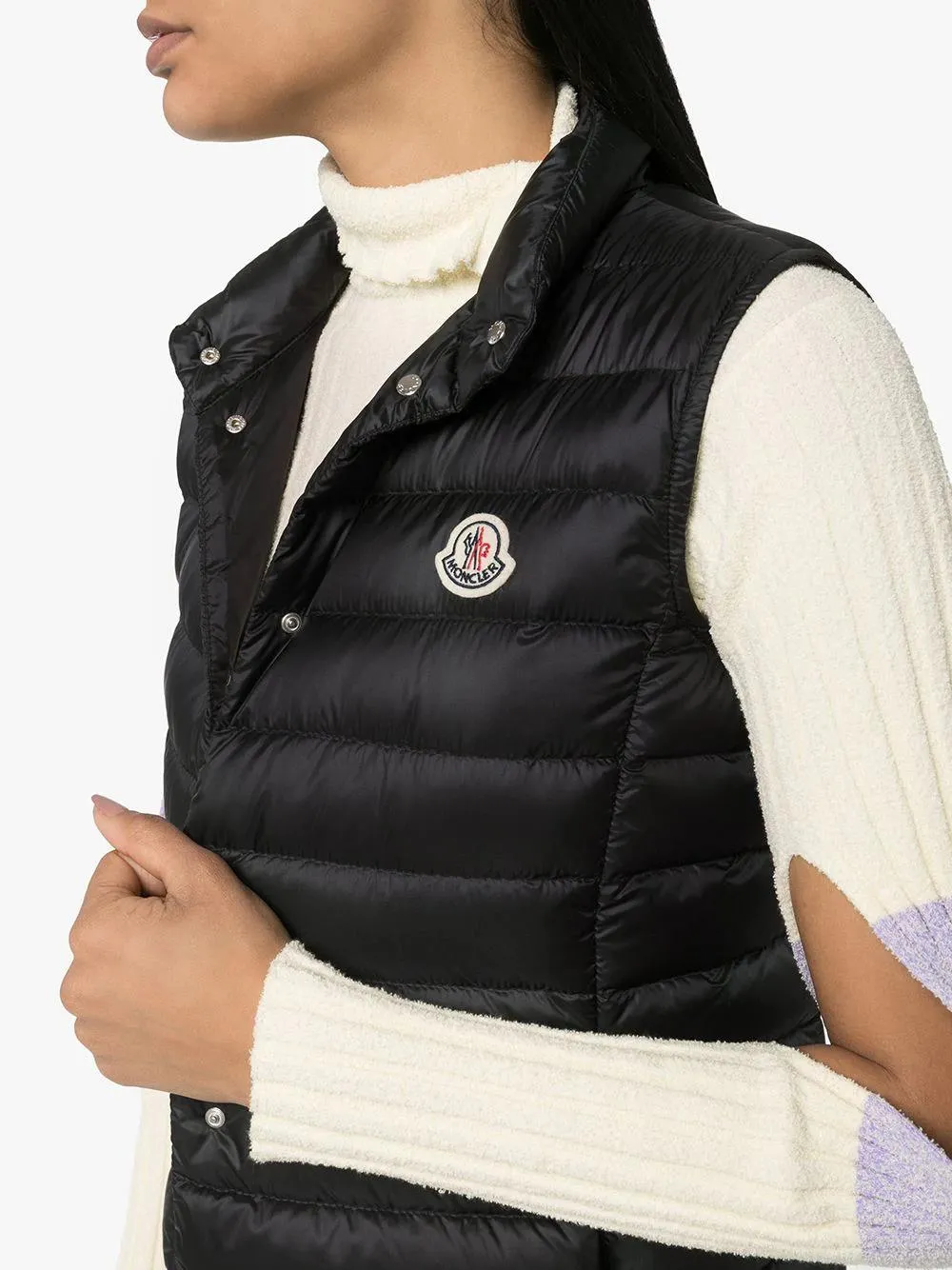 Liane mock neck logo patch down gilet