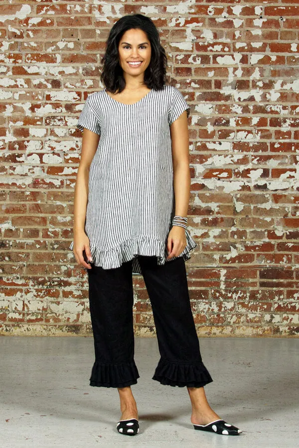 linen ruffle pants