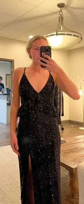 Lovers and Friends Black Sequin Gown