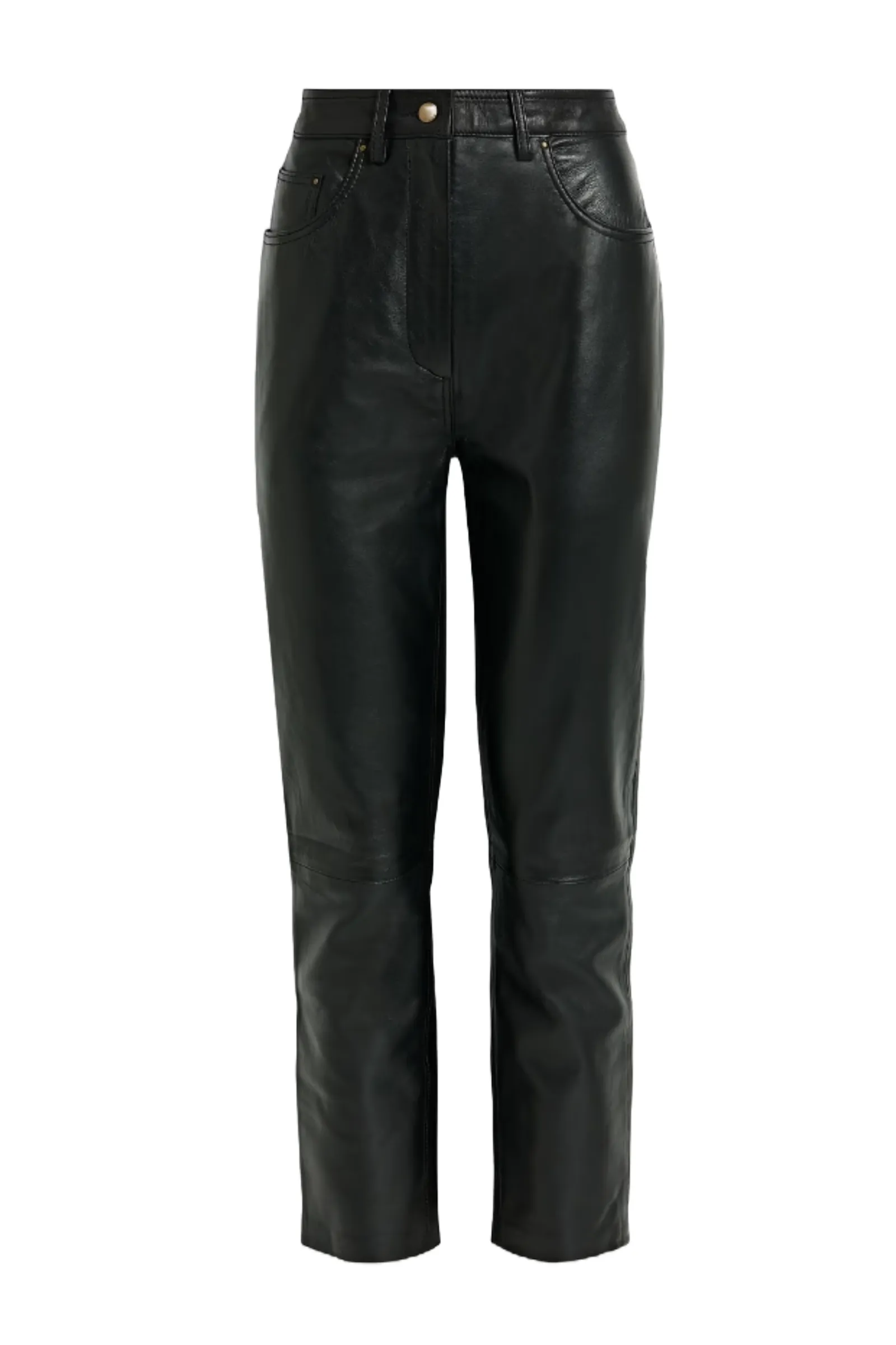 Lulu Black Leather Straight-leg Pants