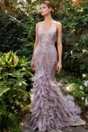 Mauve Feather Mermaid Gown