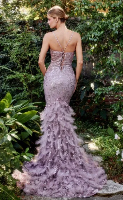 Mauve Feather Mermaid Gown