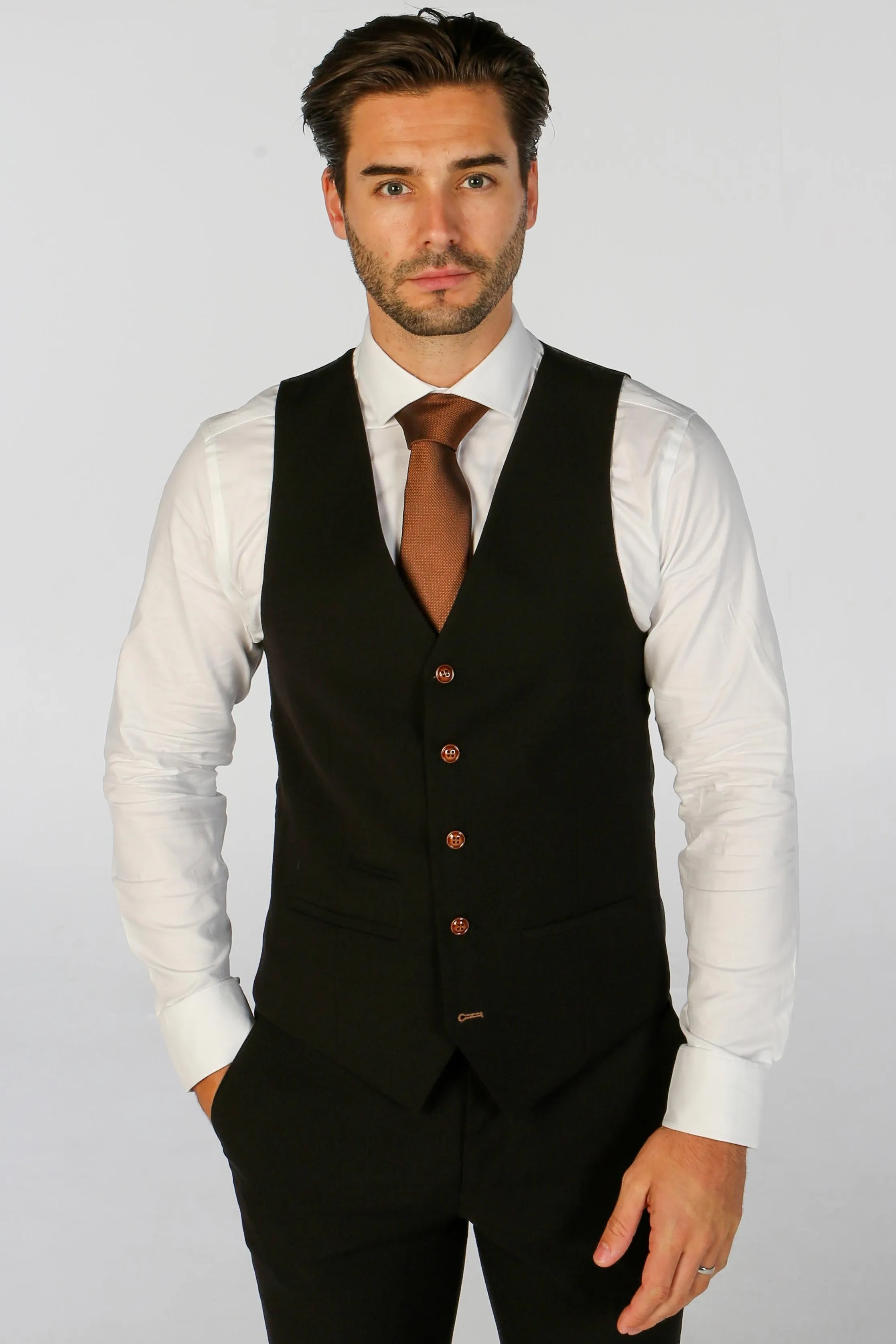 Mayfair Black Textured Three Piece Suit