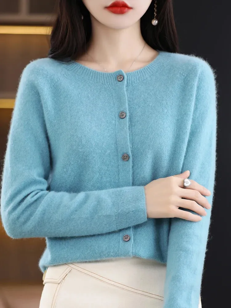 Merino Crew Neck Cardigan - Must-Have