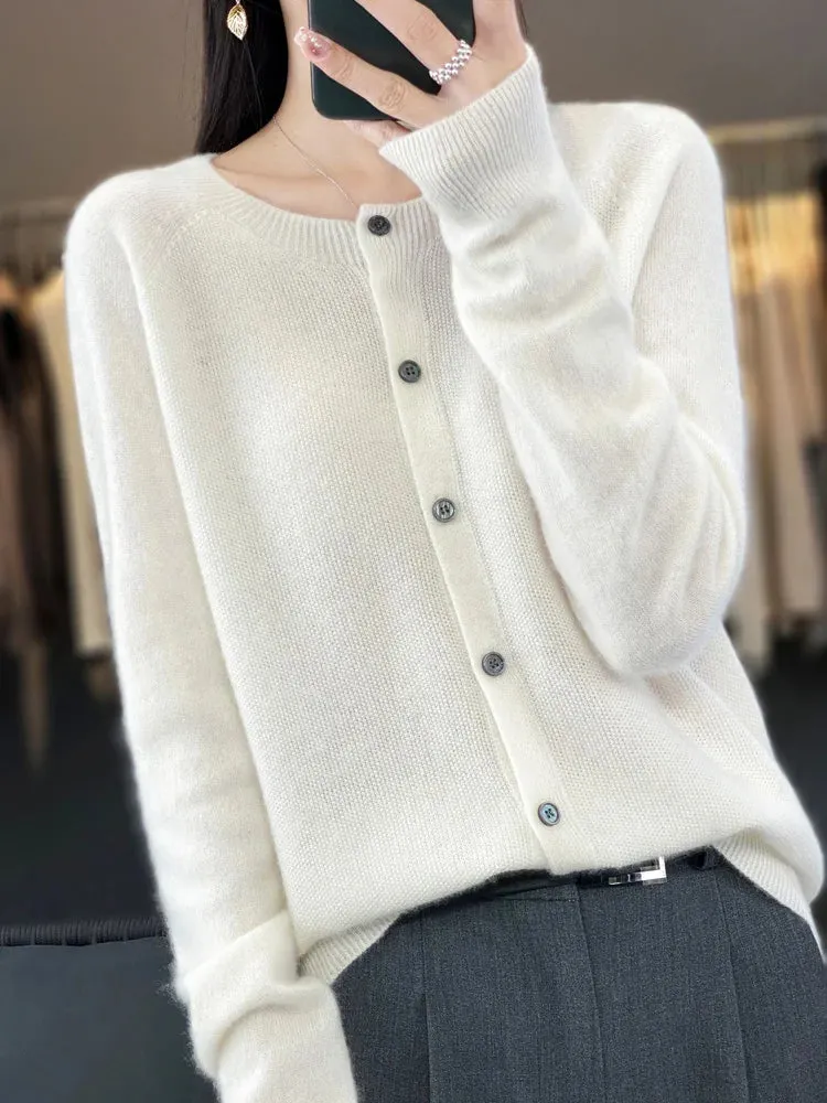 Merino Crew Neck Cardigan - Must-Have