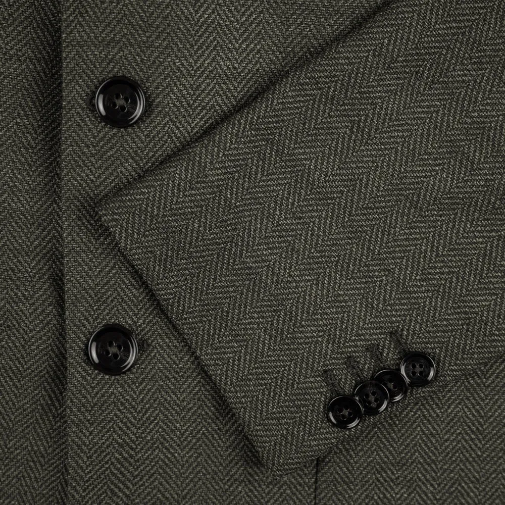 Moss Green Herringbone Merino Wool Jacket