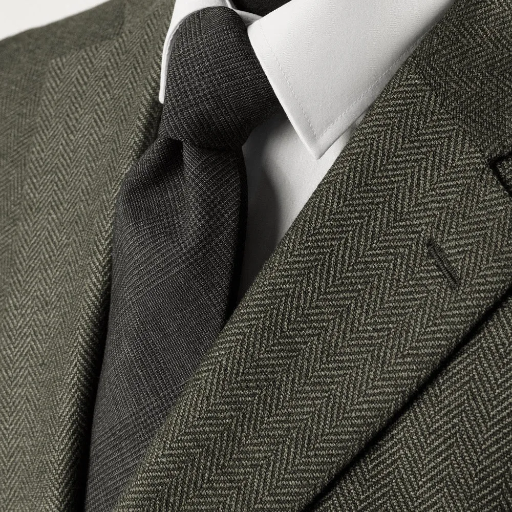 Moss Green Herringbone Merino Wool Jacket