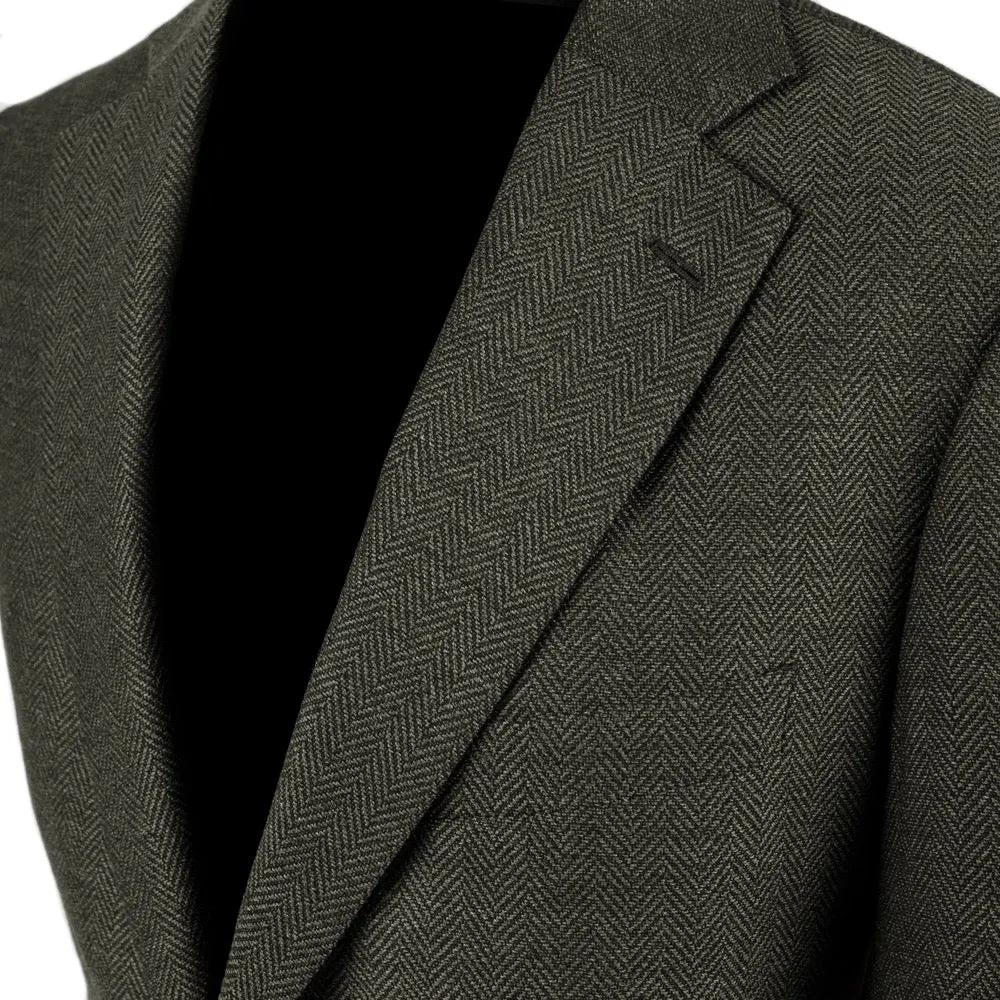 Moss Green Herringbone Merino Wool Jacket