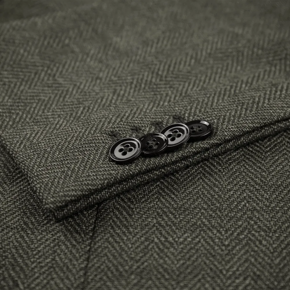 Moss Green Herringbone Merino Wool Jacket