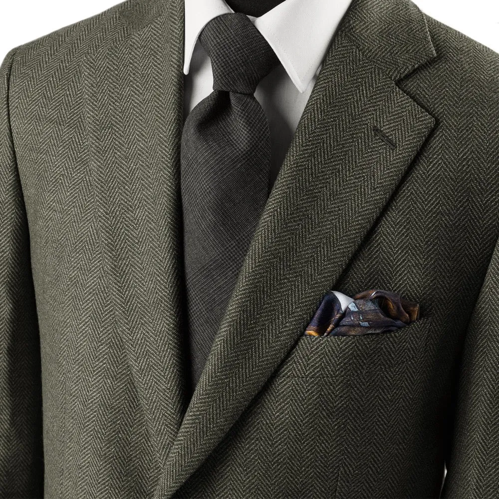 Moss Green Herringbone Merino Wool Jacket