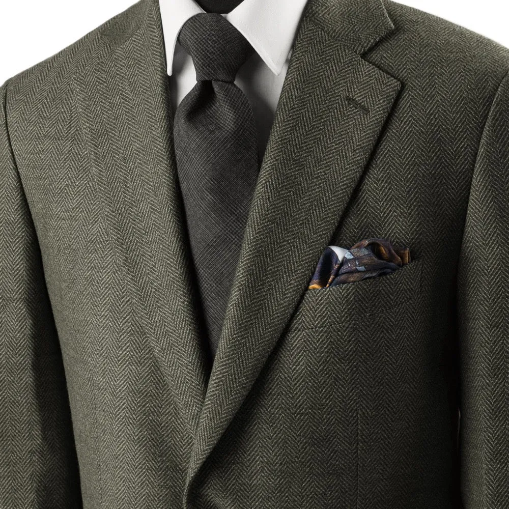 Moss Green Herringbone Merino Wool Jacket