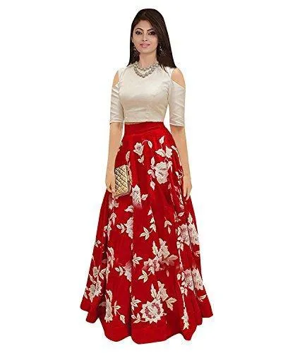 Nine Street Store Women'S Silk Lehenga Choli (Nss Aaros_Red_Free Size)