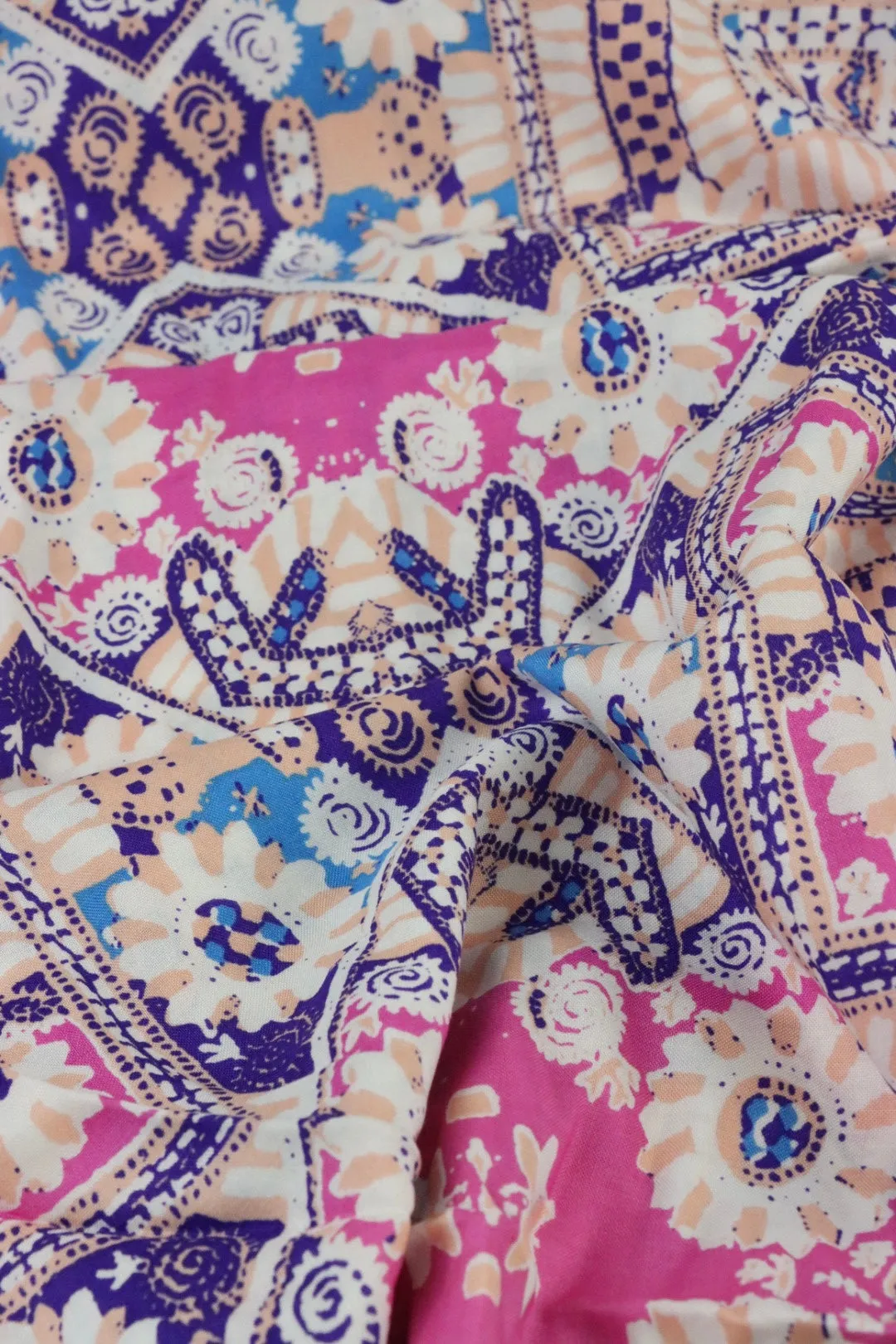 Pink Boho Square Rayon Challis