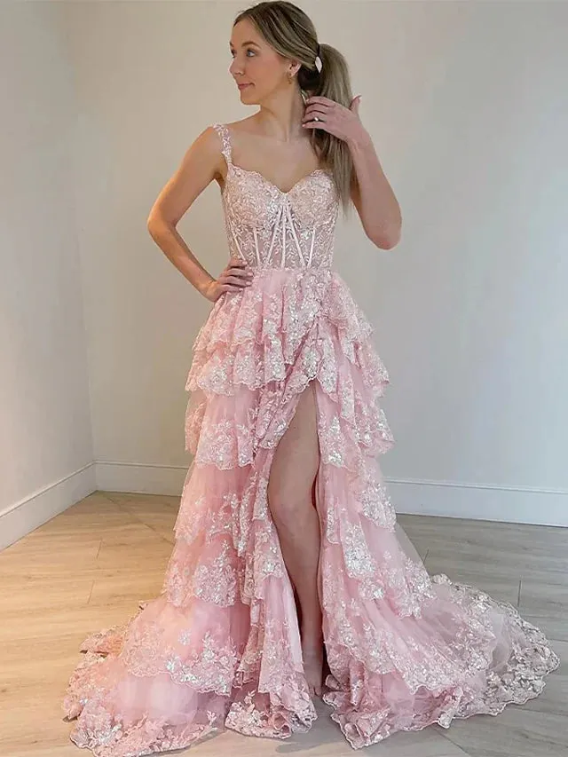 Prom Dresses Corsets Dress Formal Court Train Sleeveless Off Shoulder Tulle with Sequin Slit