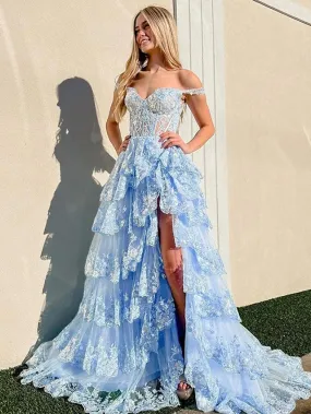 Prom Dresses Corsets Dress Formal Court Train Sleeveless Off Shoulder Tulle with Sequin Slit