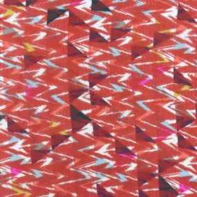 Red-Purple-Multi Abstract Triangle Printed Silk Chiffon Fabric