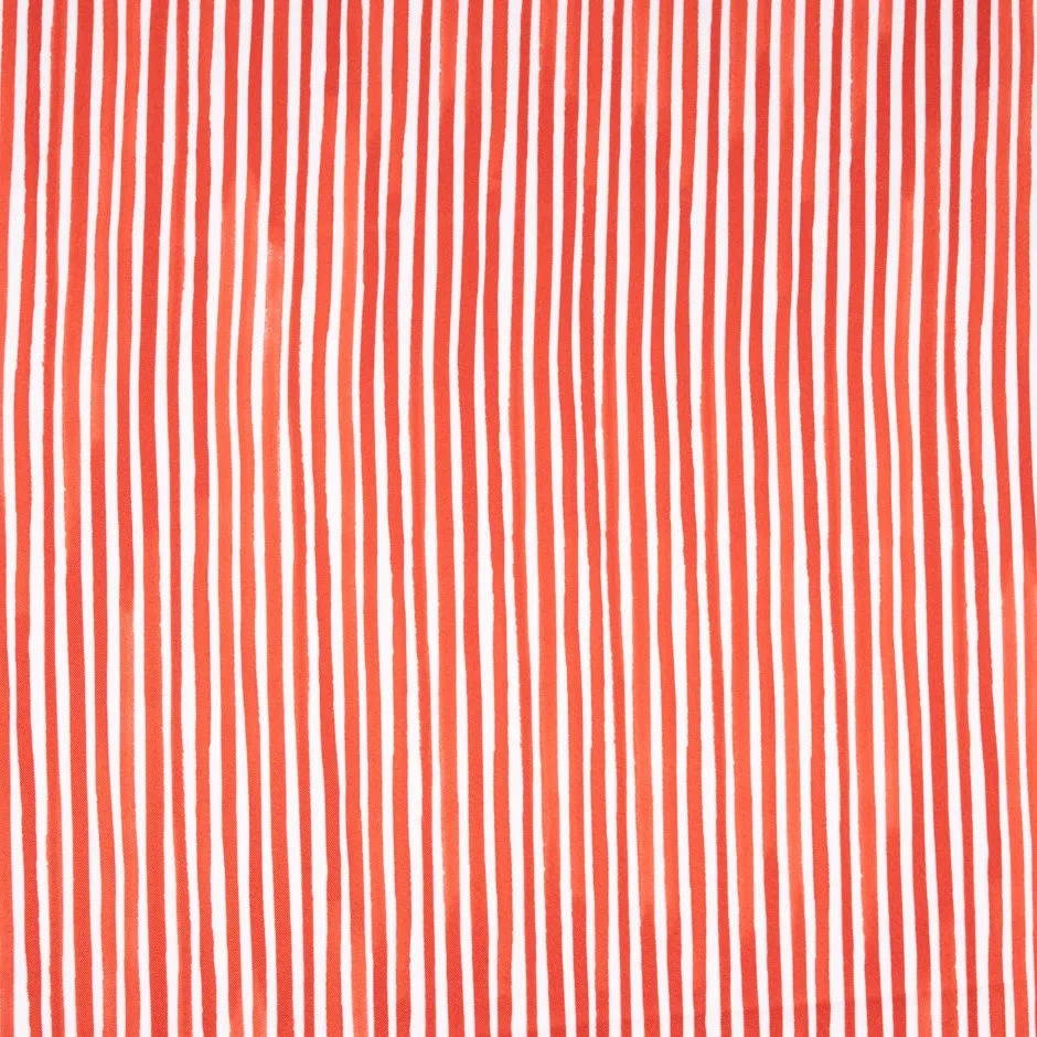 Ruby Red & White Striped Pure Silk Twill