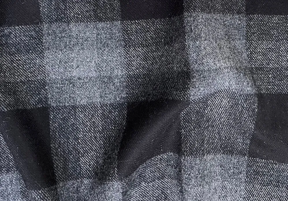 Smoke & Whale Grey Plaid Wool Flannel