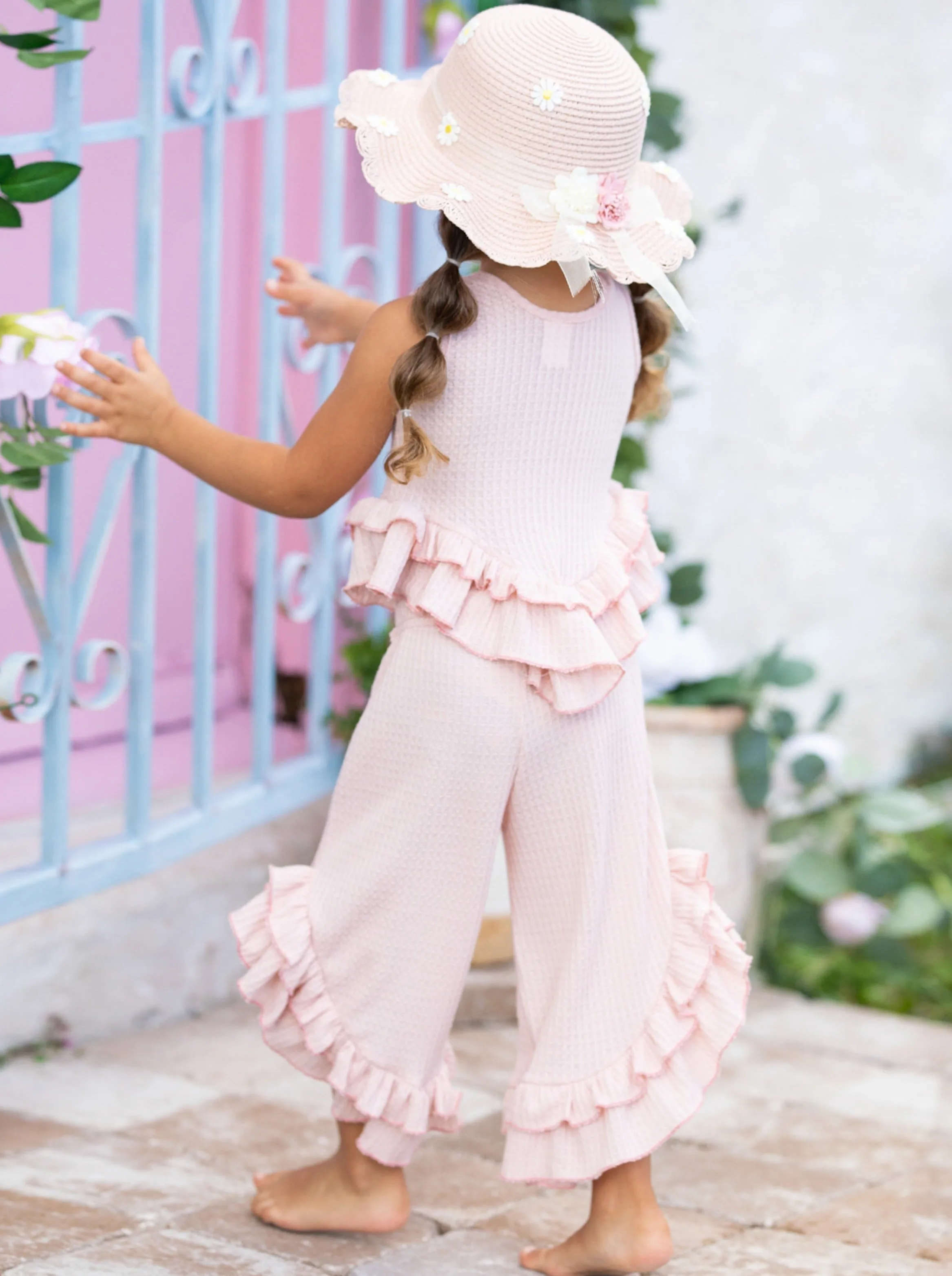 Springtime Fun Pastel Ruffle Pants Set