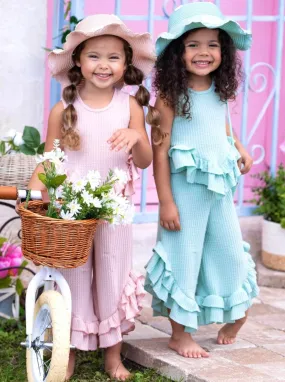 Springtime Fun Pastel Ruffle Pants Set