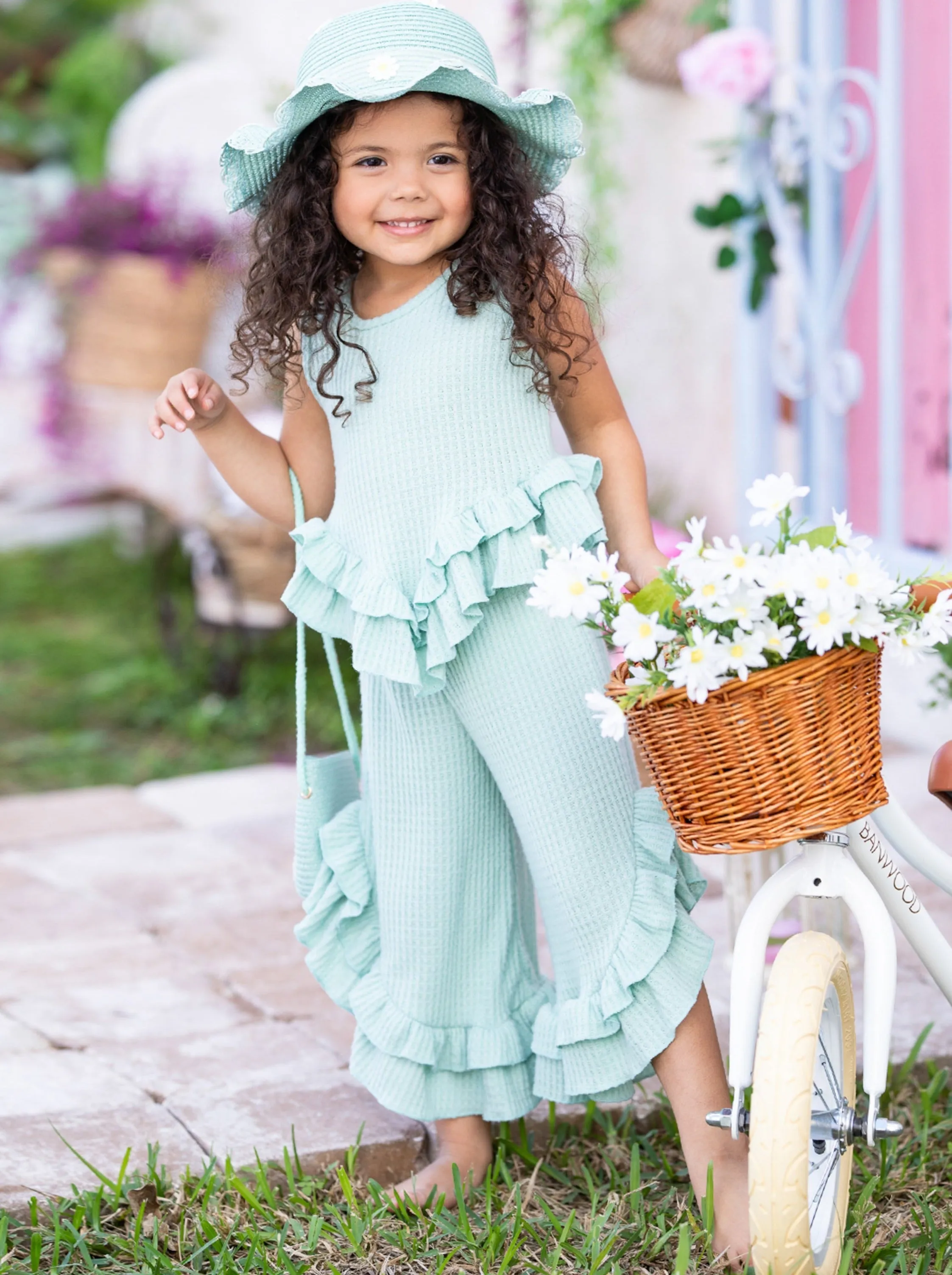 Springtime Fun Pastel Ruffle Pants Set