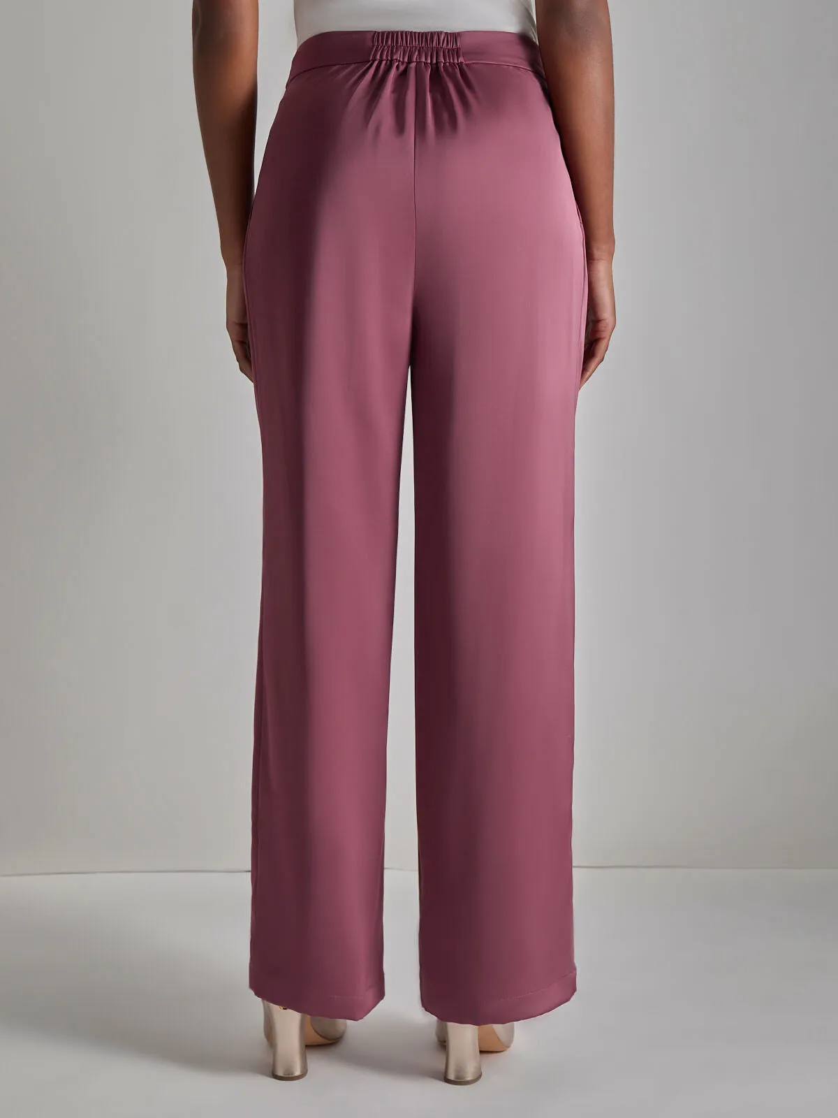 Straight Leg Satin Crepe Pants