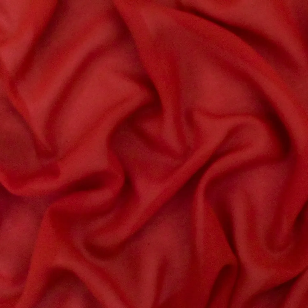 Tangerine Red Solid Silk Chiffon Woven Fabric