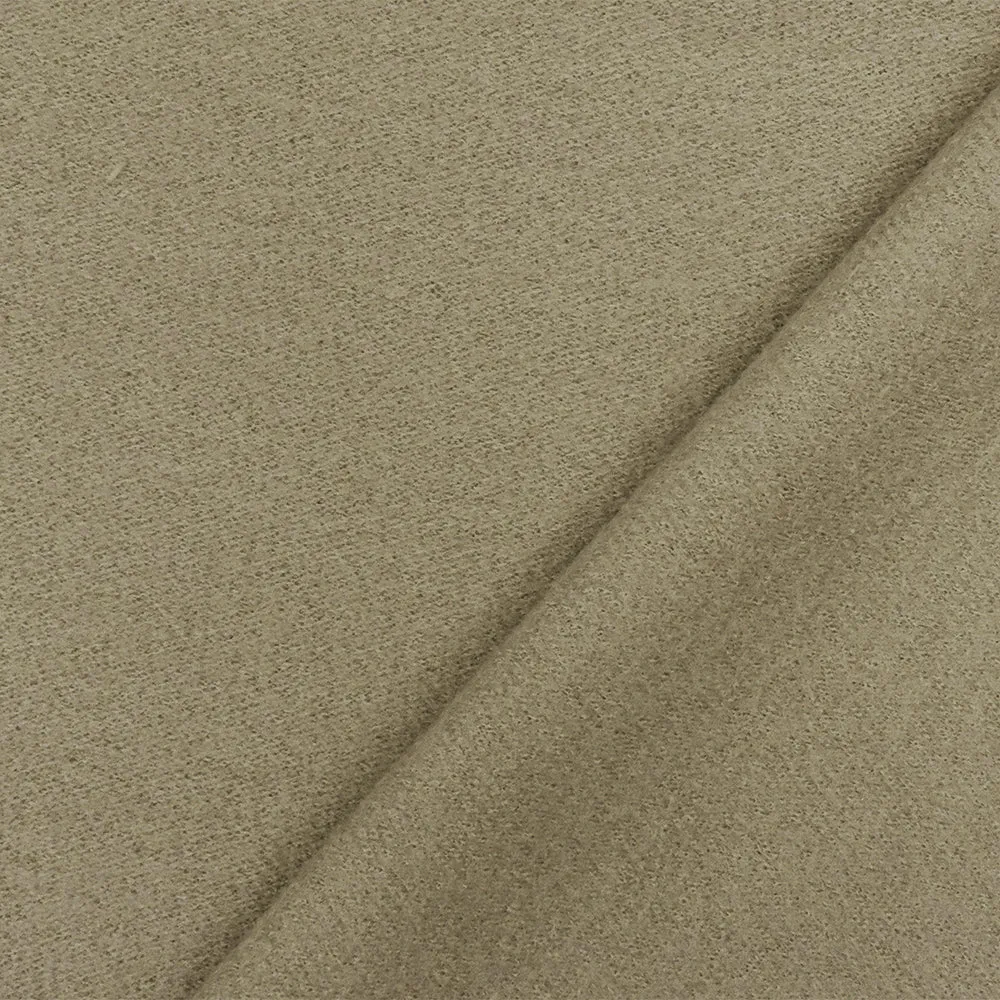 Taupe Solid Wool Poly Double Brushed Boucle Jacketing Knit Fabric