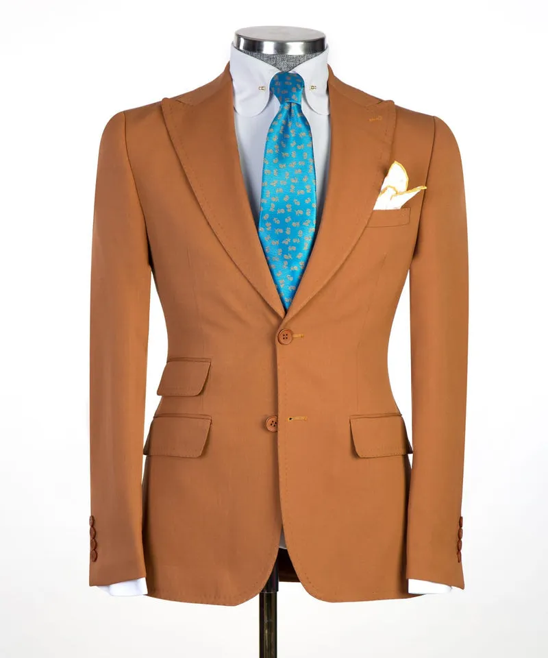 Three Pieces Deep Orange Business Suit