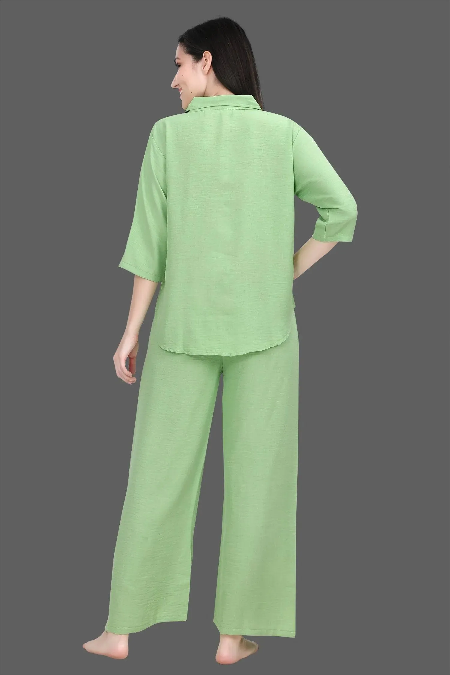 Velure Green Palazzo Night Suit Set