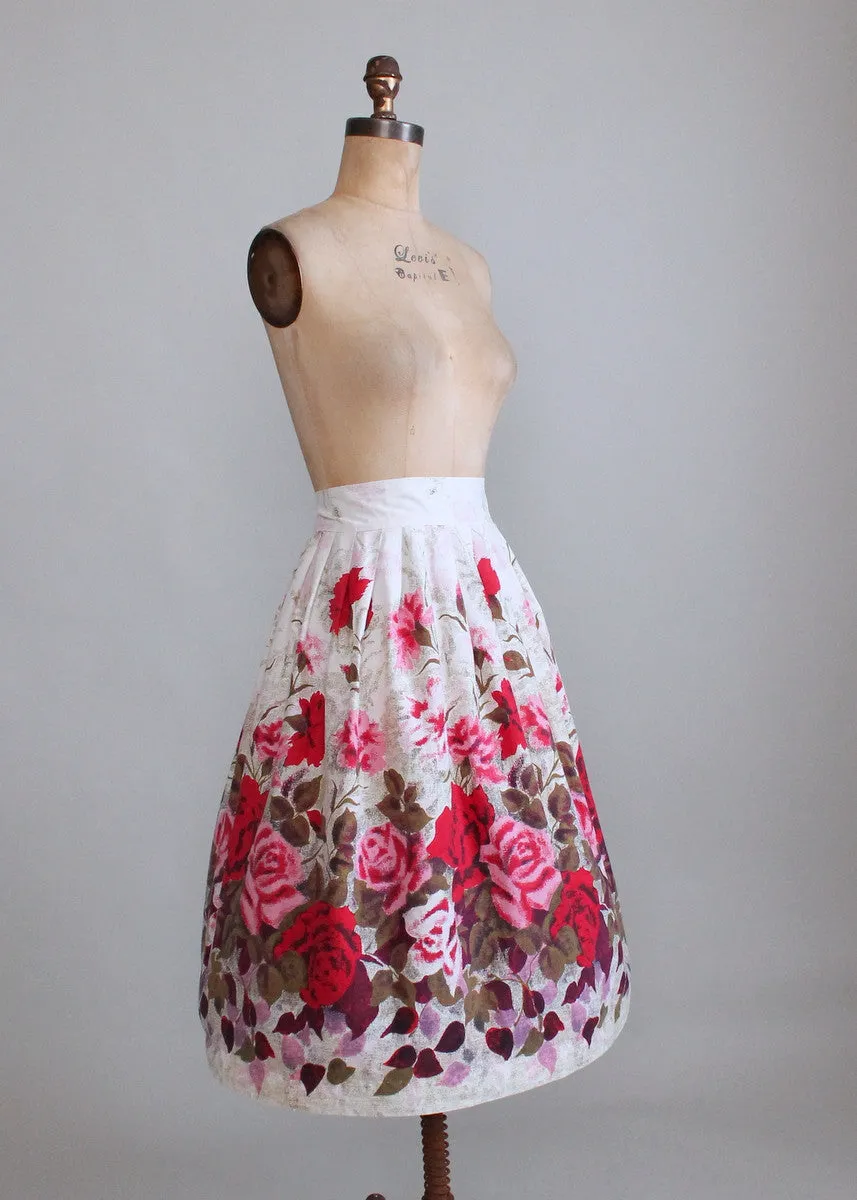 Vintage 1950s Rose Garden Full Skirt