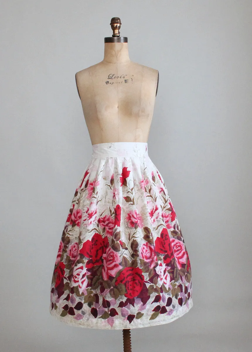 Vintage 1950s Rose Garden Full Skirt