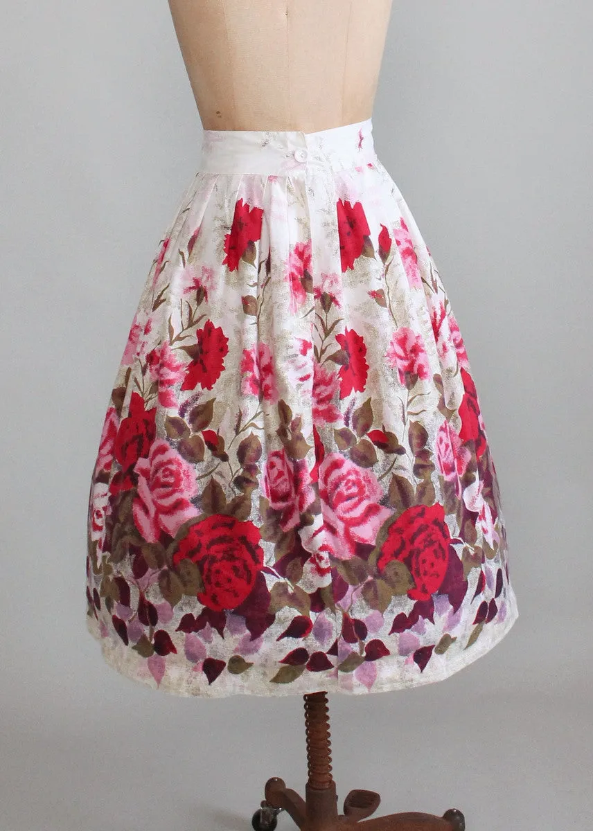 Vintage 1950s Rose Garden Full Skirt