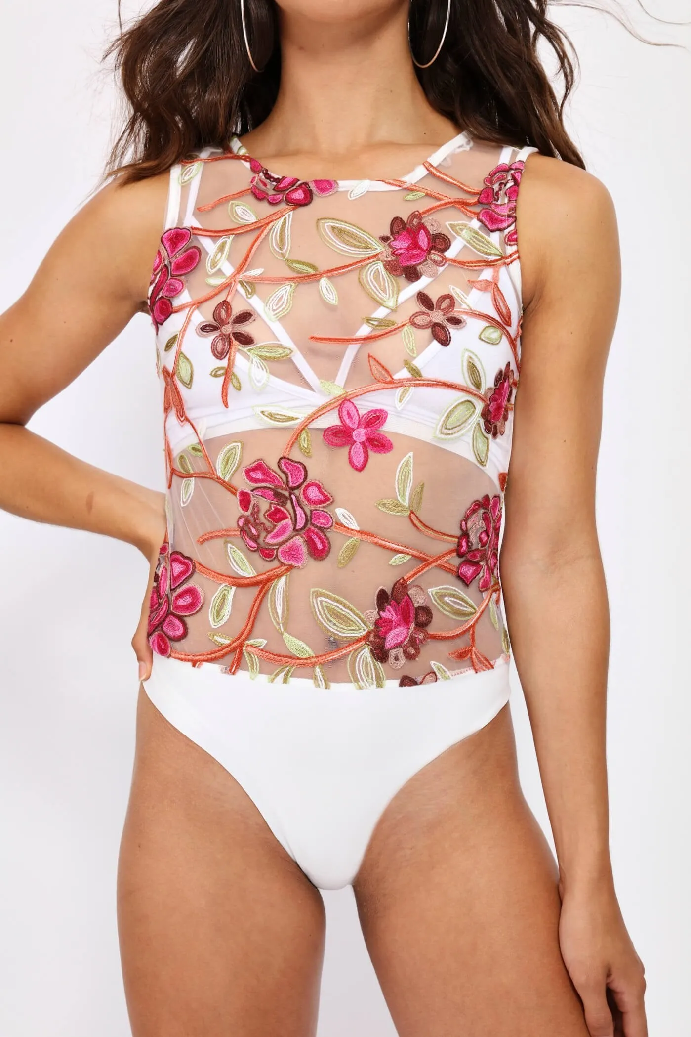 White Floral Embroidered Body