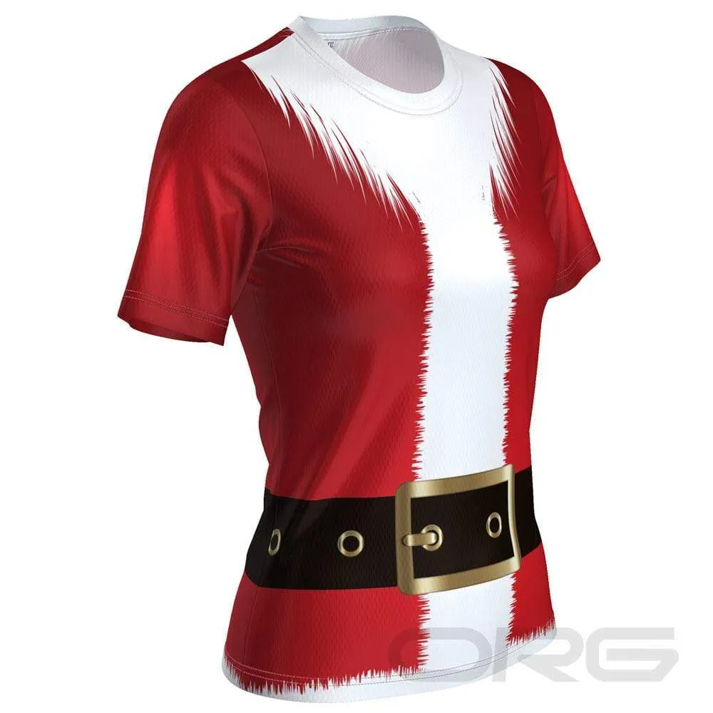 Women's Santa Claus Christmas Suit Short Sleeve Running Shirt